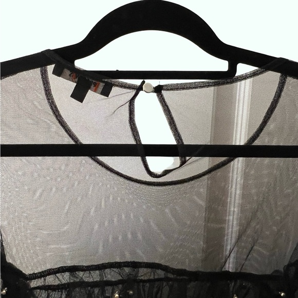 Black Sheer Ruffle Top - Picture 2 of 4